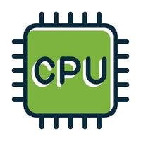 CPU vecteur épais ligne rempli foncé couleurs