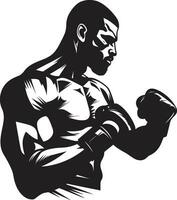 élégant combattant boxe homme comme une logo conception iconique force déchaîné noir emblème conception vecteur