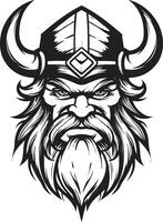 viking vertu une noir vecteur mascotte emblème le barre de valeur une viking Gardien icône