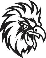 majestueux coq icône une symbole de force et fierté dans lisse noir élégant poulet mascotte un emblème de élégance et sophistication vecteur