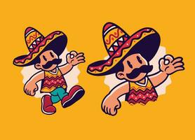 dessin animé de mexicain oncle mascotte conception vecteur