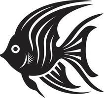 gracieux poisson ange symbole iconique noir logo sculpté la perfection noir poisson ange vecteur
