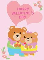 peu couple ours content dans l'amour sur la Saint-Valentin journée. vecteur
