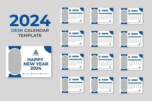 Créatif et nettoyer affaires bureau calendrier 2024 impression modèle vecteur pro