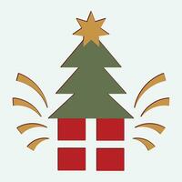 Noël des arbres, pins pour salutation carte, invitation, bannière, la toile. Nouveau ans et Noël traditionnel symbole arbre avec guirlandes, lumière ampoule, étoile. hiver vacances. Icônes collection vecteur