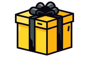 cadeau plat conception fête icône, enveloppé surprise paquet pour Noël ou anniversaire faire la fête. vecteur