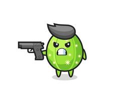 le mignon personnage de cactus avec une arme à feu vecteur