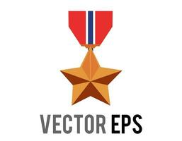 vecteur classique bronze militaire médaille étoile icône avec rouge, bleu ruban