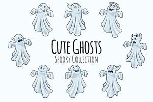 collection d'illustrations de fantômes mignons vecteur