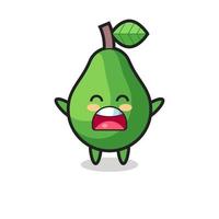 Adorable mascotte d'avocat avec une expression de bâillement vecteur