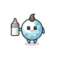 personnage de dessin animé de golf bébé avec bouteille de lait vecteur