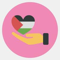 icône main et cœur. Palestine éléments. Icônes dans Couleur camarade style. bien pour impressions, affiches, logo, infographies, etc. vecteur