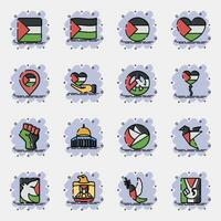 icône ensemble de Palestine. Palestine éléments. Icônes dans bande dessinée style. bien pour impressions, affiches, logo, infographies, etc. vecteur