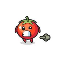 l'illustration du dessin animé de tomates faisant un pet vecteur