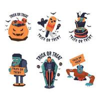 collection de personnages d'halloween trick or treat vecteur