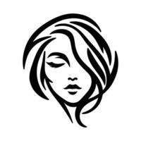 magnifique fille visage logo contour vecteur, maquillage logo, fille tête logo vecteur