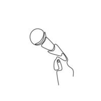 dessin au trait continu microphone filaire vecteur un lineart