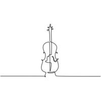 illustration vectorielle continue d'un instrument de violoncelle dessin au trait vecteur