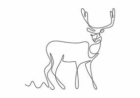 une silhouette de conception de ligne de cerf. ligne continue unique dessinée à la main vecteur