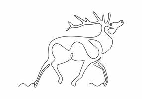 une silhouette de conception de ligne de cerf. renne animal hiver dessiné à la main vecteur