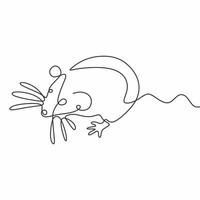 rat ou souris rongeur animal mascotte logo minimalisme continu une ligne vecteur