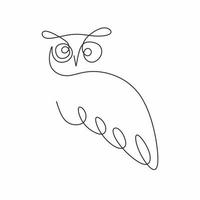 hibou un vecteur de dessin au trait. style minimalisme de licône du logo oiseau