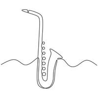instrument de musique jazz saxophone un vecteur de dessin au trait continu