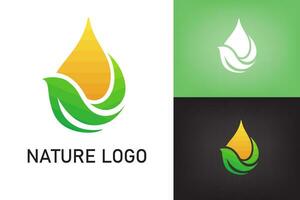 abstrait logo vert la nature feuilles avec laissez tomber l'eau. conception concept écologie, environnement vecteur