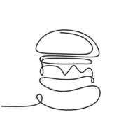 burger un dessin au trait de vecteur de malbouffe ou de restauration rapide