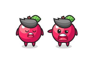 illustration de la dispute entre deux personnages mignons de pomme vecteur