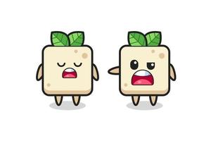 illustration de la dispute entre deux personnages mignons de tofu vecteur