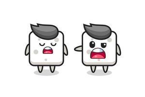 illustration de la dispute entre deux personnages mignons de cubes de sucre vecteur