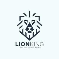 Lion tête logo conception dans minimal style vecteur