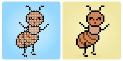 8 bit pixel fourmi personnage. animaux pour Jeu les atouts et perles modèle dans vecteur illustrations.
