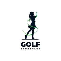 logo du club de golf femme. modèle de conception de logo de formation de golf vecteur