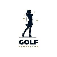 femelle le golf joueur silhouette logo conception modèle vecteur