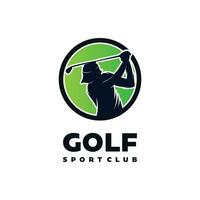 femelle le golf joueur silhouette logo conception modèle vecteur