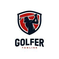 le golf club logo avec bouclier conception modèle vecteur