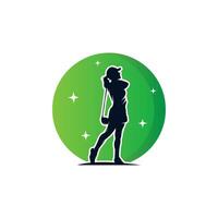 modèle de conception de logo de silhouette de sport de golf vecteur