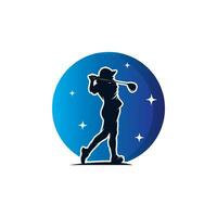 modèle de conception de logo de silhouette de sport de golf vecteur