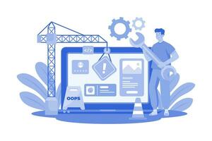 site Internet en dessous de construction illustration concept sur une blanc Contexte vecteur