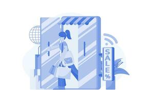 en ligne achats boutique illustration concept sur une blanc Contexte vecteur