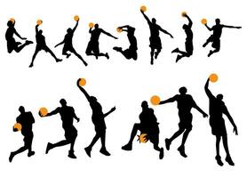 haute détails de basketball joueur silhouette. minimal symbole et logo de sport. en forme pour élément conception, arrière-plan, bannière, toile de fond, couverture. vecteur eps dix