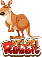 personnage de dessin animé kangourou avec bannière de polices velocirabbit isolée vecteur