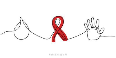 sida conscience rouge ruban. monde sida journée concept vecteur