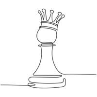 continu ligne art de plus important pièce dans le échecs. planche Jeu concept. vecteur