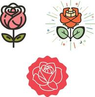 Rose fleur ensemble illustration vecteur