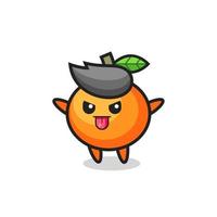personnage de mandarine coquine dans une pose moqueuse vecteur