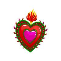 mexicain sacré cœur tatouage, aimer, passion symbole vecteur