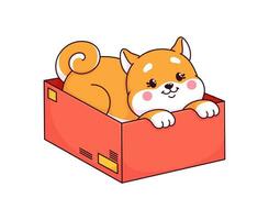 dessin animé shiba inu chien, adorable chiot personnage vecteur